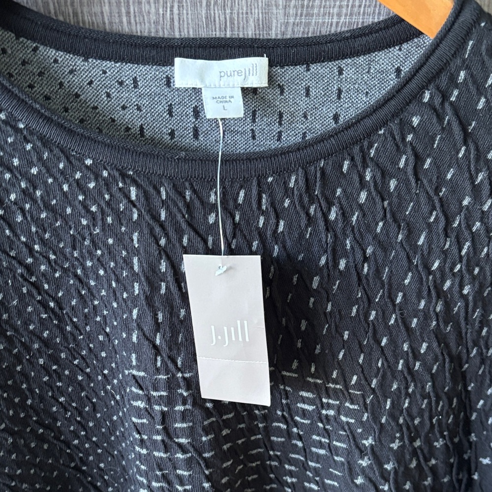 J. Jill Black and Gray Crew Neck Sweater - Picture 2 of 7